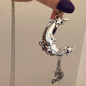 Cute Moon and Star Silver Necklace Chain!
